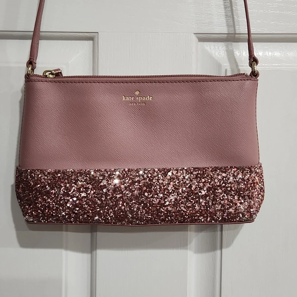 Kate Spade Greta Court Ramsey Glitter Crossbody Bag Pink
